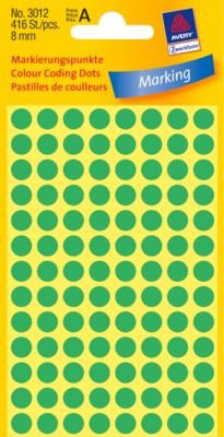 Avery Zweckform Markierungspunkte 3012 Etiketten aus Papier, Durchmesser: 8 mm, Farbe: Grün, 416 Stück, permanent haftend - Bild 2