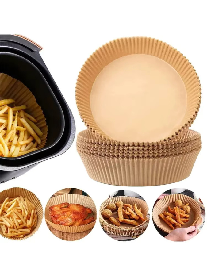 50 Stück Silikonölpapier für die Heißluftfritteuse, braunes ölabsorbierendes Spezialpapier als Lebensmittelunterlage - Bild 5