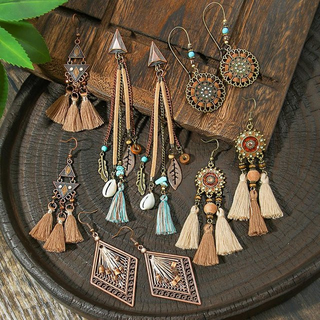 Lucky Star Jewelry Ohrringe, braune Legierung, Damen, Quastenanhänger - Bild 1