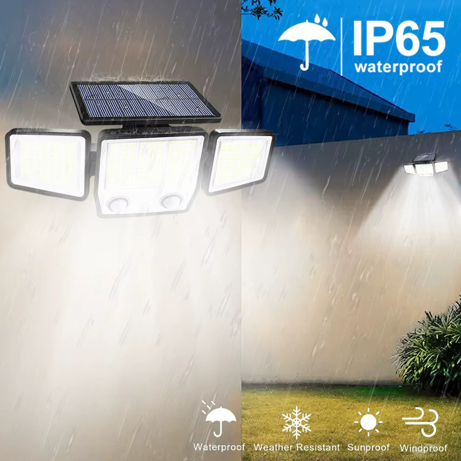 Solarbetriebene LED Flutlichtleuchte mit Bewegungssensor, wasserdichte Solar-Sicherheitswandleuchte für Garten und Garage, Schwarz - Bild 2