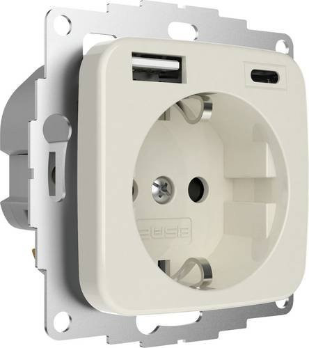 Busch-Jaeger Steckdose mit 2 USB-Ladeausgängen (USB-A und USB-C) IP20 in Cremeweiß glänzend - Bild 1