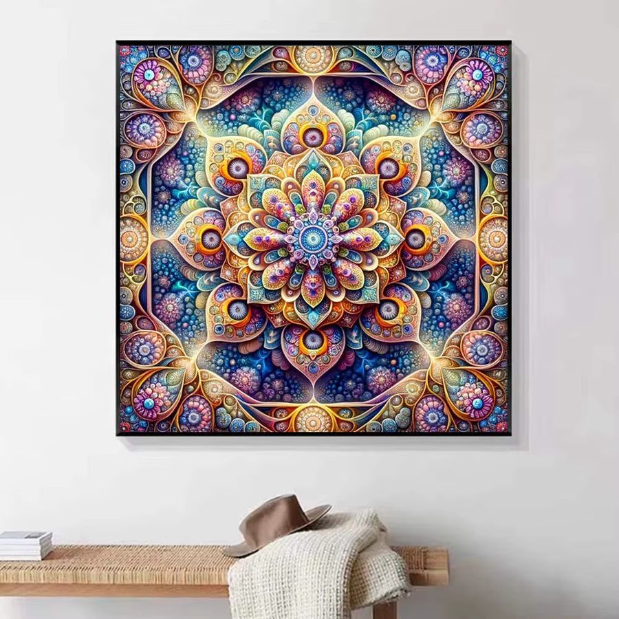 HUACAN 5D Diamant-Stickerei-Set mit buntem Mandala und abstrakten Mustern auf Leinwand, Multicolor - Bild 4