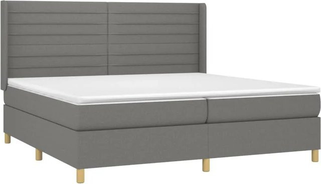 vidaXL Boxspringbett mit Matratze und LED-Unterbettbeleuchtung in Dunkelgrau, Hybridbett mit USB-Ladeport und Taschenfederkern, B/T/H: 200 x 200 x 118 cm - Bild 1