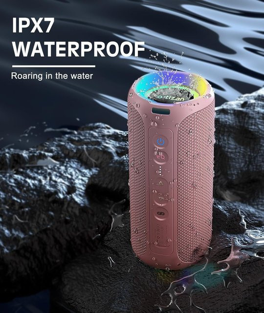 Ortizan X8 Pro Bluetooth-Lautsprecher mit RGB-Leuchten, wasserdicht und tragbar, Schwarz/Pink/Mehrfarbig - Bild 1
