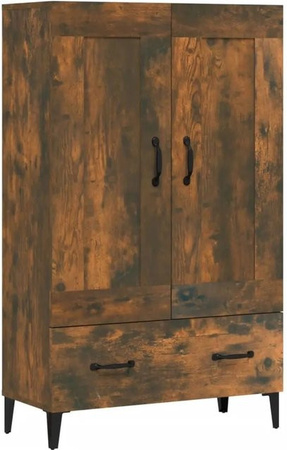 vidaXL Highboard Räuchereiche in Braun mit Regalen und Schubladen im Industriestil, B/T/H: 70 x 31 x 115 cm