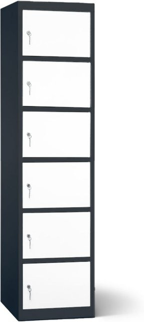 rotstahl Akku-Ladeschrank mit 6 Fächern in Anthrazitgrau und Weiß, B: 45 cm, H: 180 cm - Bild 1