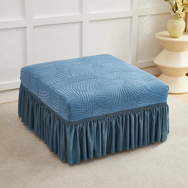 Yiran bag Jacquard Hockerbezug mit Schürze in Blau - Bild 1