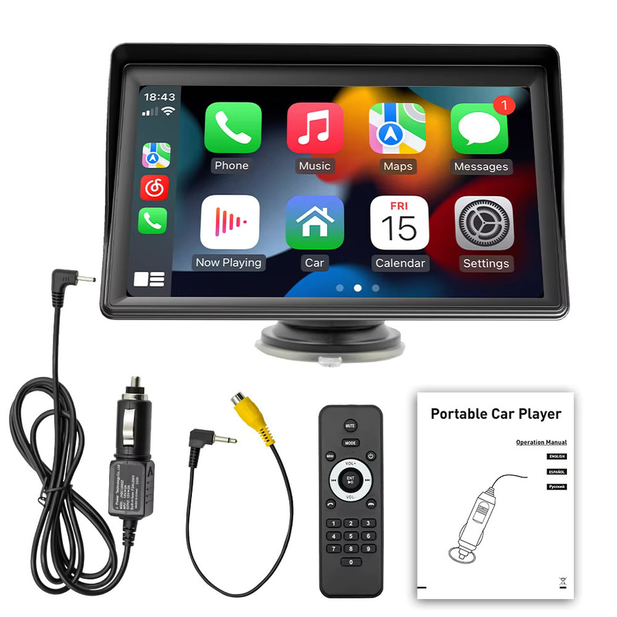 BQCC Tragbarer 7 Zoll IPS HD MP5 Auto-Player mit Mirrorlink, WIFI, Bluetooth, Android Auto und Apple CarPlay in Schwarz - Bild 4