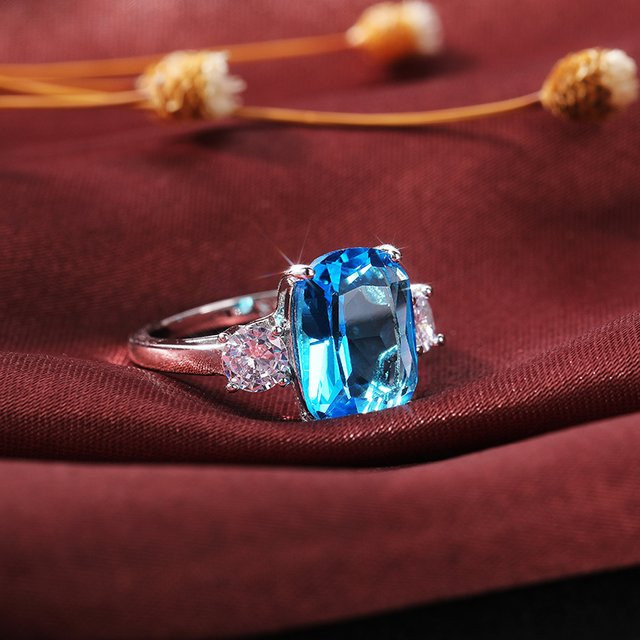 Huitan Ring, Sky Blue Stein, Zirkonia, Damen - Bild 1