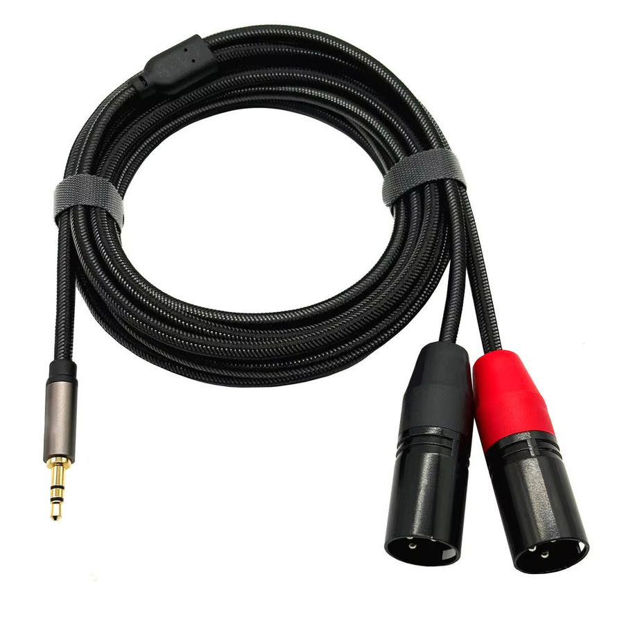 Balanciertes Audiokabel mit 3,5-mm-Klinke auf 2x XLR, vergoldete Stecker, Farbe: Schwarz/Gold - Bild 5
