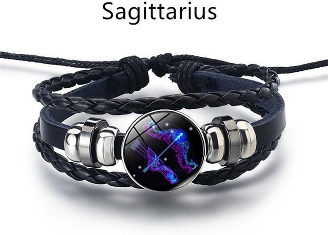 KaiTingu Jewelry Armband, Leder, Sagittarius, Schwarz, Unisex - Bild 1