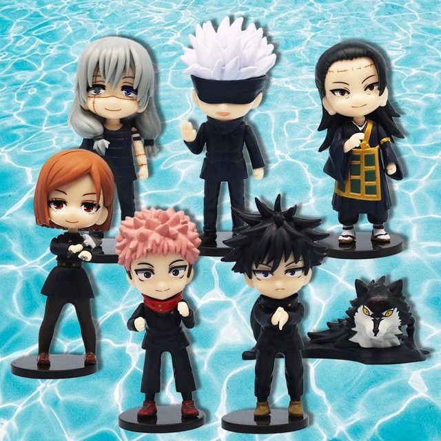 Bandai Jujutsu Kaisen Anime Figuren Set aus PVC, 7er Set mit Satoru Gojo, Ryomen Sukuna, Yuji Itadori und Nobara Kugisaki, Höhe: 9 cm, Multicolor - Bild 1