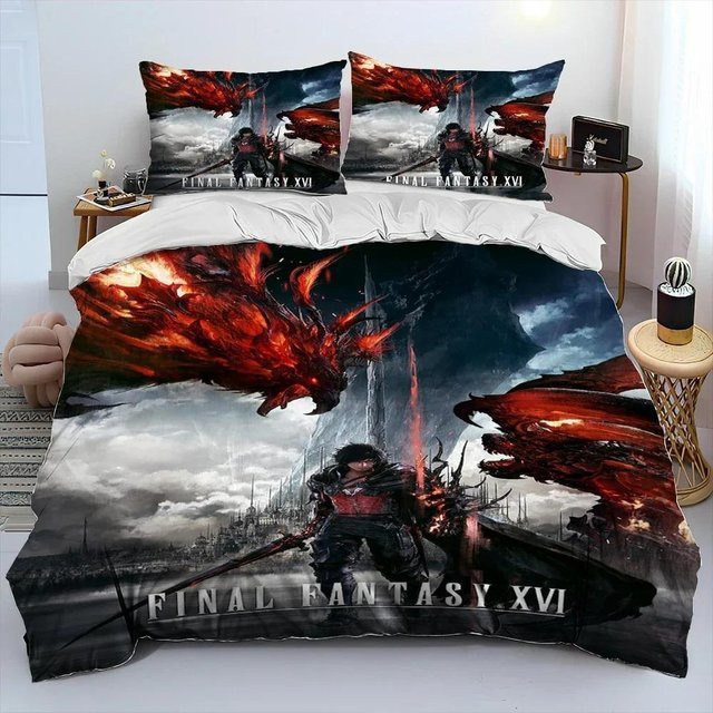 Final Fantasy Serie Bettwäscheset mit Bettbezug und Kissenbezug, Microfaser, Mehrfarbig, B/H: 135 x 200 cm - Bild 1