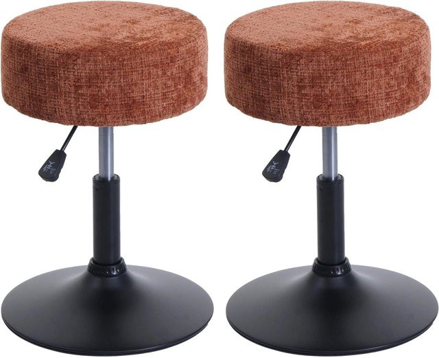 2er-Set MCW Sitzhocker C22 höhenverstellbar und drehbar aus Chenille Stoff in Terrakotta, Durchmesser: 37 cm - Bild 2