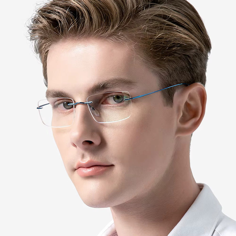 FONEX 85634 Korrektionsbrille, randlos, quadratisch, Titan, Unisex - Bild 2