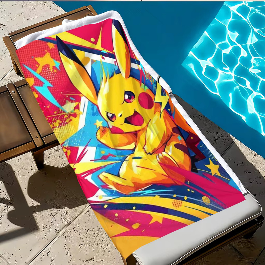Potdemiel Pikachu Strandtuch mit Graffiti-Design aus Mikrofaser, Mehrfarbig - Bild 2