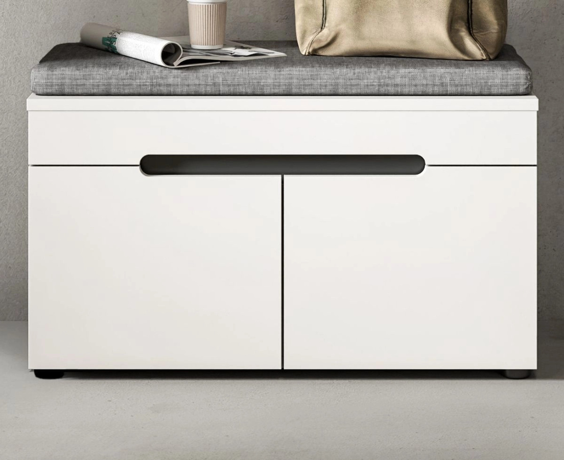 Inn.Furn Garderobe Sitzbank Cooper mit Schuhregal in Weiß und Grau, Breite: 80 cm - Bild 2