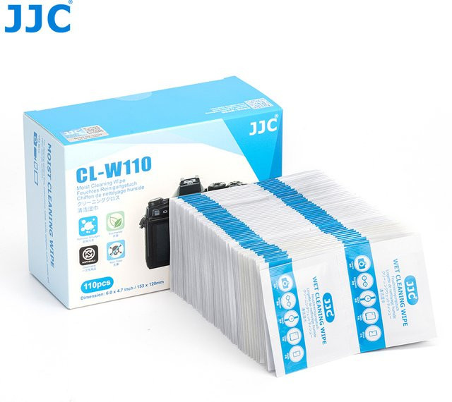 JJC 110 Stück Objektivreinigungstücher, einzeln angefeuchtete Reinigungstücher für Kameraobjektive, Brillen und Telefonbildschirme, Farbe: Weiß - Bild 1