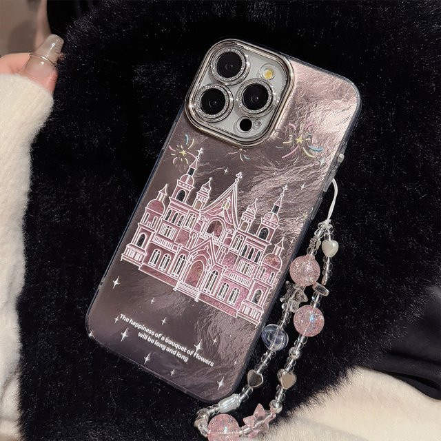 MUQGEW Handyhülle mit Lanyard und Glitzerlinsenfolie in Pink für iPhone Modelle, stoßfeste Abdeckung - Bild 1