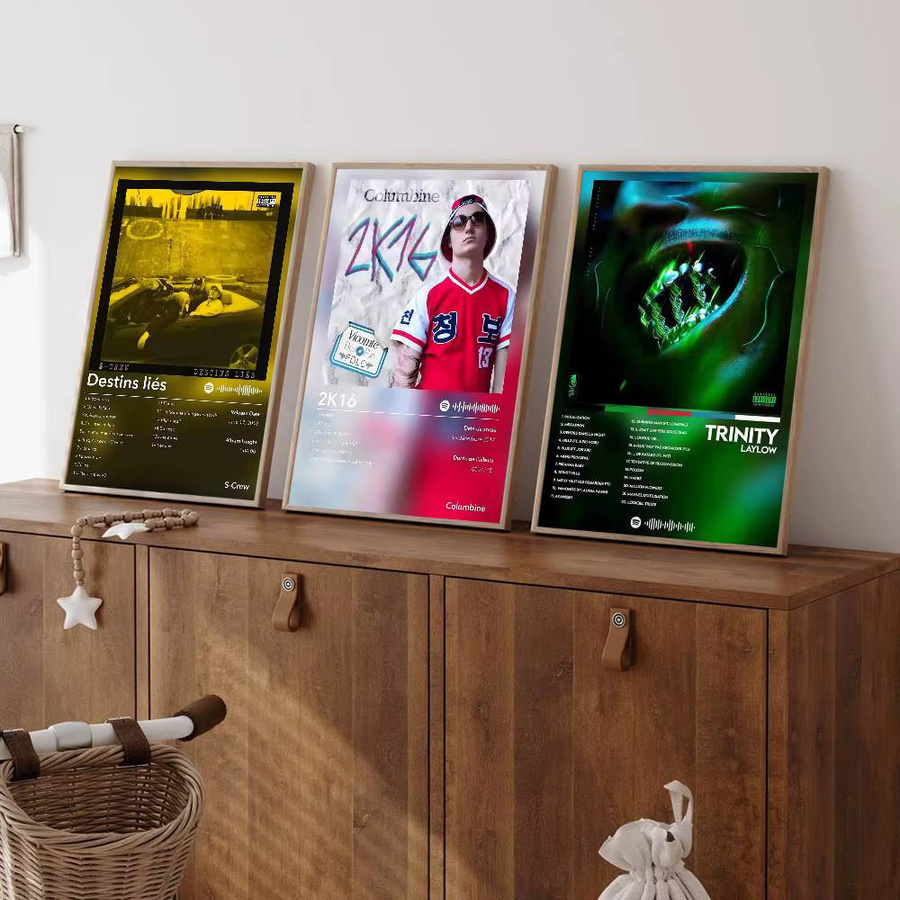 Modernes Whitepaper-Poster mit französischem Rap-Pop-Musikalbum-Design in Weiß als abstrakte Wandkunst für dein Arbeitszimmer - Bild 3