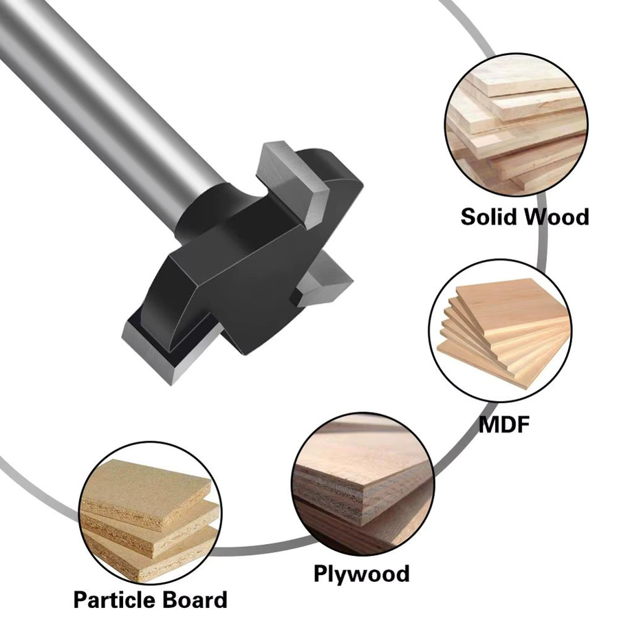 JGZUI CNC Spoilboard Surfacing Router Bit zum Planen von Holz mit 6 mm Schaft und 25,4 mm Schnittdurchmesser in Silber - Bild 3