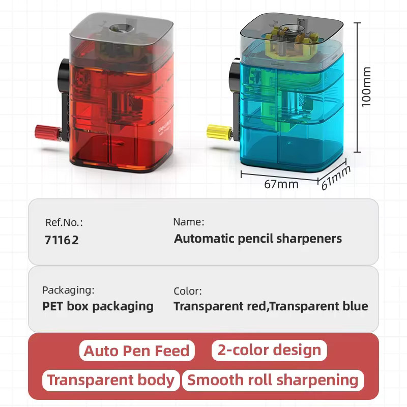 Deli Automatischer elektrischer Bleistiftspitzer für Schüler in Blau Transparent - Bild 4