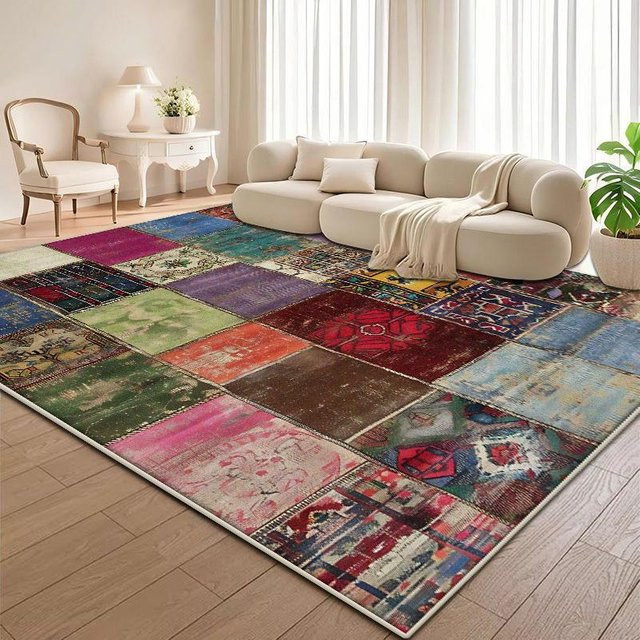 Karpetti Teppich mit geometrischem Design, modern und waschbar, Mehrfarbig, B x T: 90 x 60 cm - Bild 1