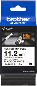 Brother HSe-231E Schrumpfschlauch-Band Schwarz auf Weiß für P-Touch Etikettiergeräte, Breite: 1,12 cm, Länge: 1,5 m - Bild 1