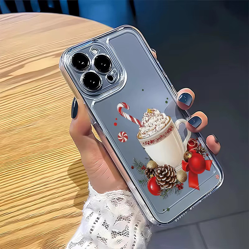 Transparente Handyhülle mit Weihnachtsgetränke-Aufdruck für iPhone 17, 16, 15 Pro Max Plus Serien - Bild 2