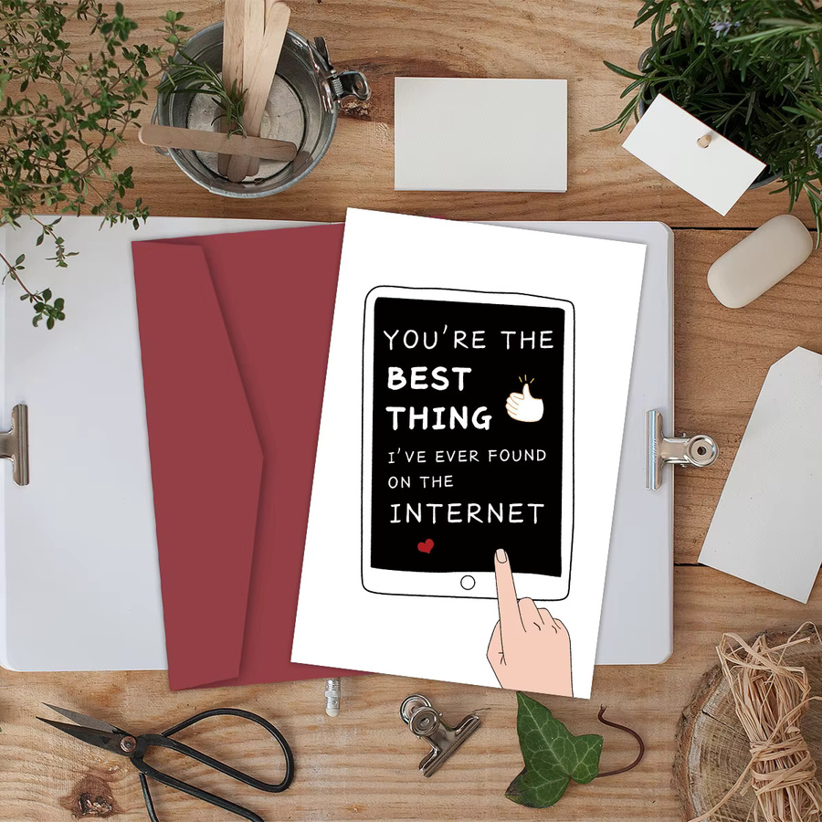 Lustige Jubiläumskarte für deine Freundin zum Valentinstag mit kreativem Internet-Dating-Design - Bild 4