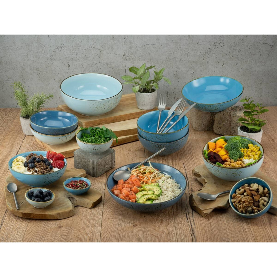 CreaTable Nature Collection Buddha Bowl Schalen-Set aus Steinzeug, 4-teilig, blau, 900 ml, Ø 17,5 cm x H 8,5 cm - Bild 4