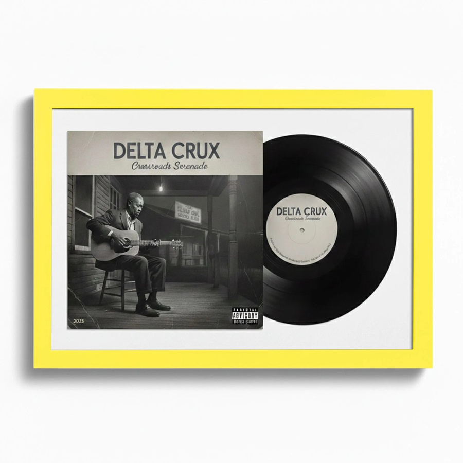 K-Möbel Schallplatten Rahmen Gelb 2er Set mit weißem Passepartout für Vinyl und Cover B: 40 cm, H: 60 cm - Bild 2