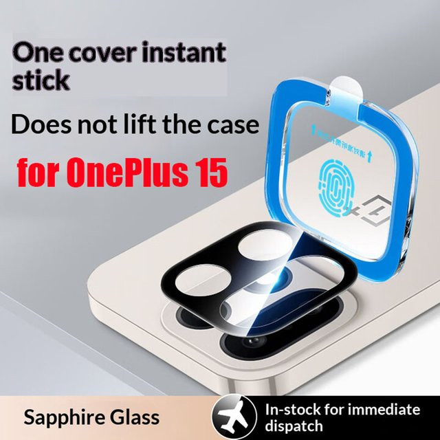OnePlus 15 Kameraobjektivschutz aus Glas mit Vollkleber und Installationshilfe, Transparent/Schwarz - Bild 1