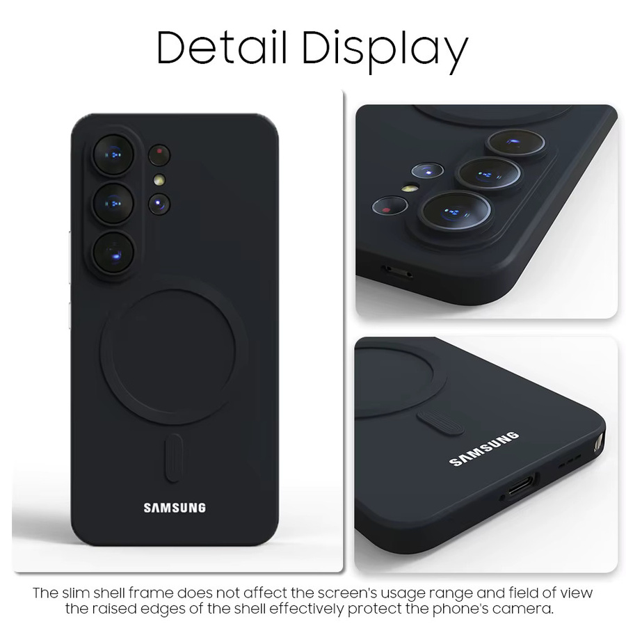 Magnetische Silikon Schutzhülle für Samsung Galaxy S26 S25 S24 S23 Ultra Plus FE A56 A55 A54 mit MagSafe Funktion in Schwarz - Bild 3