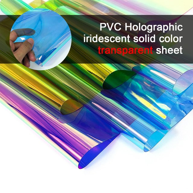 Holografische PVC-Folie in Transparent Multicolour, wasserfestes Material für Kunst und Handwerk, B: 20 cm, H: 30 cm - Bild 1