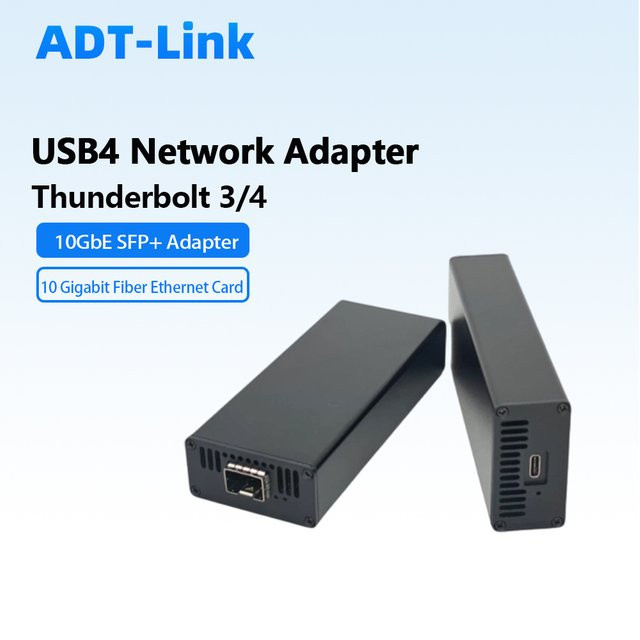 SPEEDIER USB4 10G SFP+ Netzwerkkarte Einzelport 10GbE Glasfaseradapter Schwarz Kompatibel mit Thunderbolt 3/4 für iMac MacBook Windows und Linux - Bild 1
