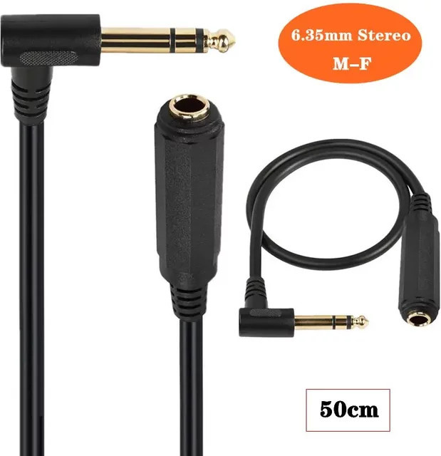 BSN 6,35mm Stecker-Buchse-Verlängerungskabel vergoldet schwarz Länge: 50 cm - Bild 1