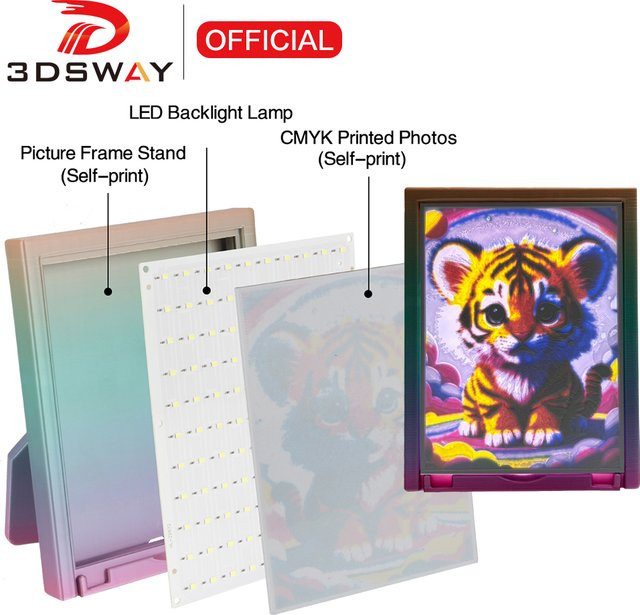 Bambu Lab Lithophan LED Panel CMYK Bundle für 3D-Drucke mit Hintergrundbeleuchtung und PLA-Grundplatte in Multicolor - Bild 1