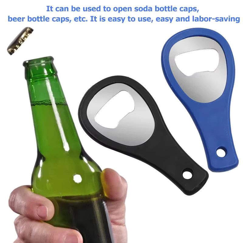 Tragbarer Mini Glasöffner aus Metall in Schwarz mit ergonomischem Griff für Bierflaschen und Dosen - Bild 2