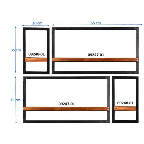 SIT Wandregal PANAMA mit 4 Fachböden aus Holz und Metall in Braun, B/T/H: 75 x 25 x 75 cm - Bild 2