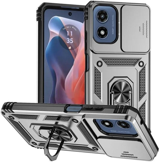 Stoßfeste Schutzhülle mit Ringhalter für Motorola G-Serie 5G in Transparent oder Grau - Bild 1