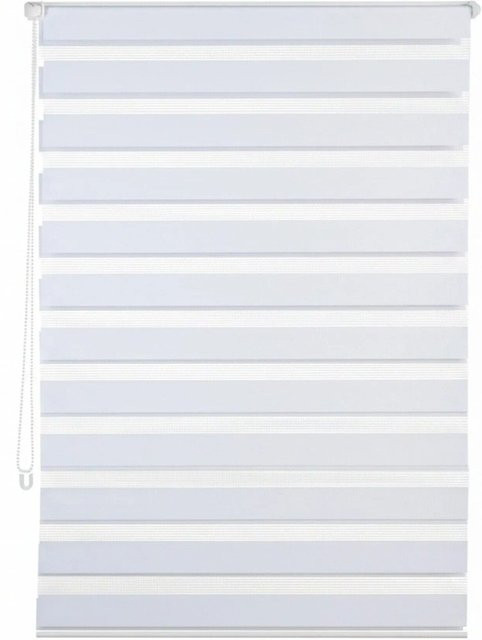 Relaxdays Doppelrollo Klemmfix Day & Night aus Polyester in Weiß, B: 110 cm, H: 150 cm - Bild 1
