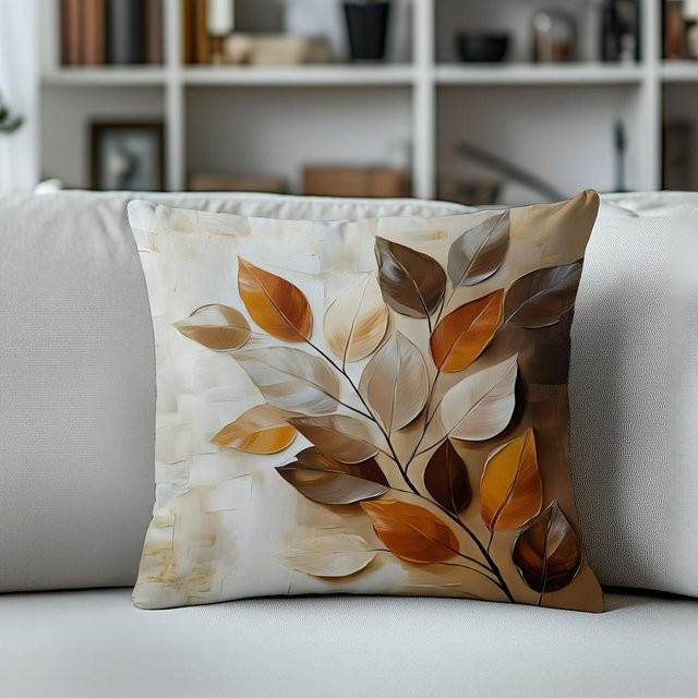 Vikama Kissenbezug mit nordischem Blatt-Design in 3D-Druck, weich und bequem für dein Schlafzimmer oder den Nachttisch, B/B/H: 18 x 18 x 0 cm - Bild 1