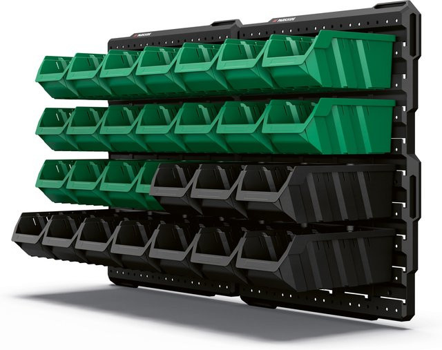 Parkside Ordnungs- und Aufbewahrungs-Set aus Kunststoff, 30-teilig, Schwarz-Grün, B/T/H: 47,9 x 39,7 x 3,56 cm - Bild 1