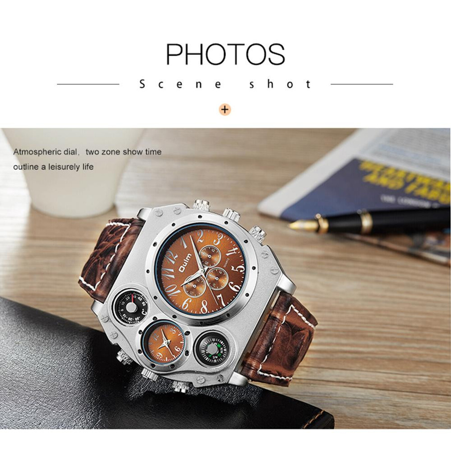 Oulm Armbanduhr, Quarz, Chronograph, Edelstahl, Weiß, Herren - Bild 7