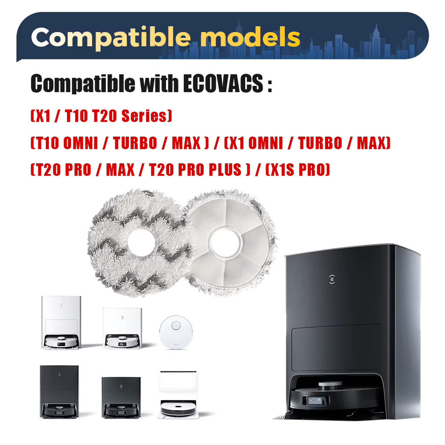 Ecovacs Reinigungstücher und Ersatzteile für T10 OMNI, TURBO, MAX, X1 OMNI, TURBO, MAX, X1S PRO, T20 PRO, MAX und PRO PLUS Roboter-Staubsauger - Bild 2