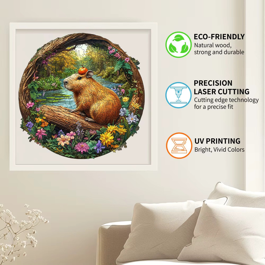 Supretty Holzpuzzle Capybara mit Kürbis, Waldtier-Puzzle, Bunt / Mehrfarbig - Bild 3