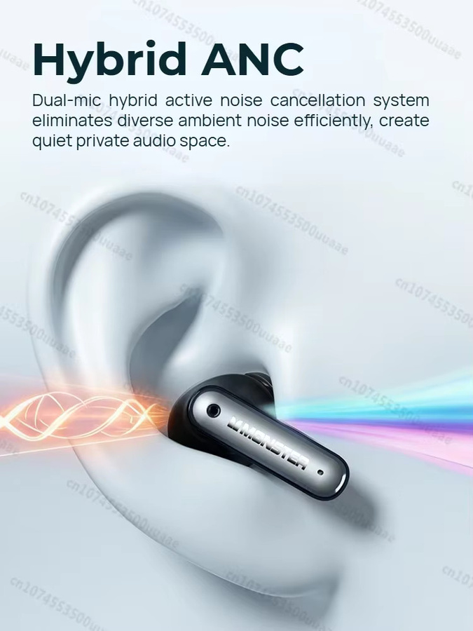 Monster AirStar A03 ANC True Wireless Bluetooth 6.0 Ohrhörer mit Hybrid Aktiver Geräuschunterdrückung und tiefem Bass in Schwarz - Bild 2