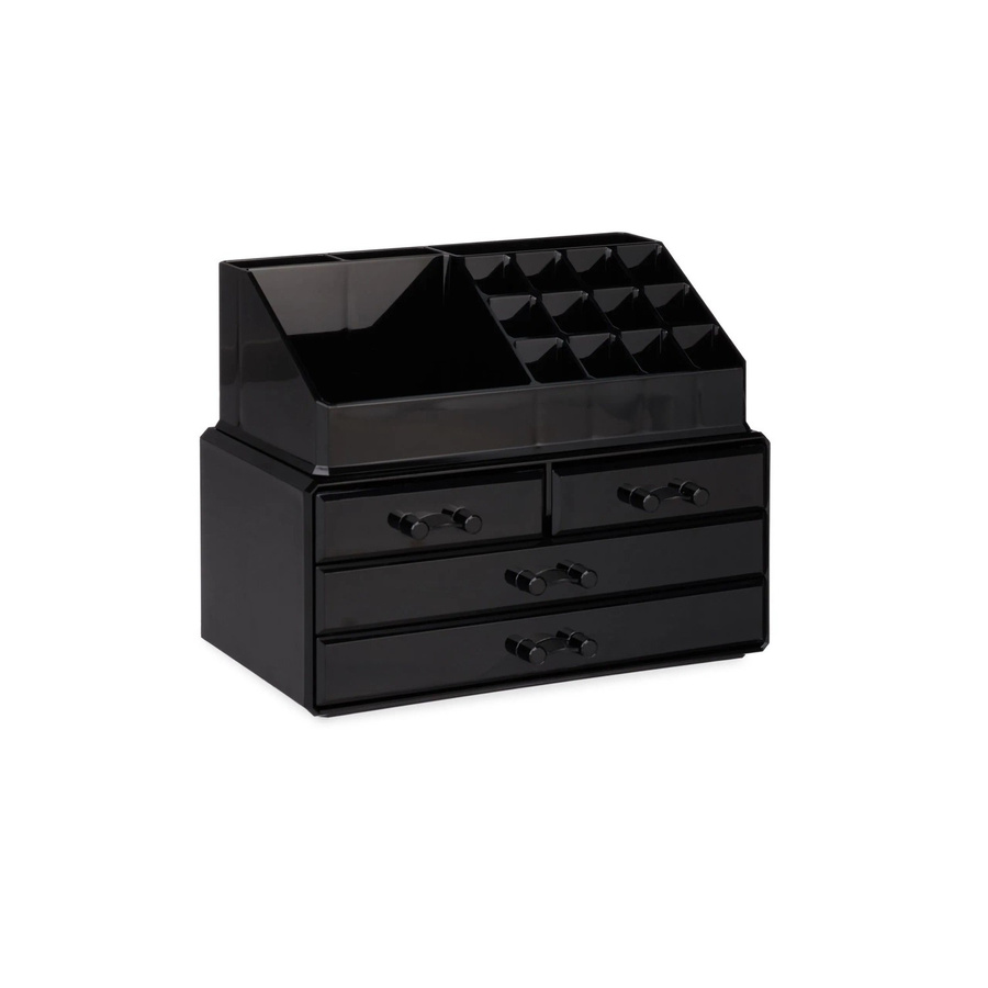 Relaxdays Make Up Organizer aus Acryl in Schwarz mit 4 Schubfächern, B: 24 cm, T: 19 cm, H: 13,5 cm - Bild 2