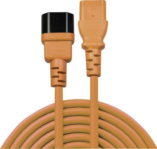 Lindy Strom Verlängerungskabel mit Kaltgeräte-Stecker C14 und Kaltgeräte-Buchse C13 in Orange, 2,00 m - Bild 1